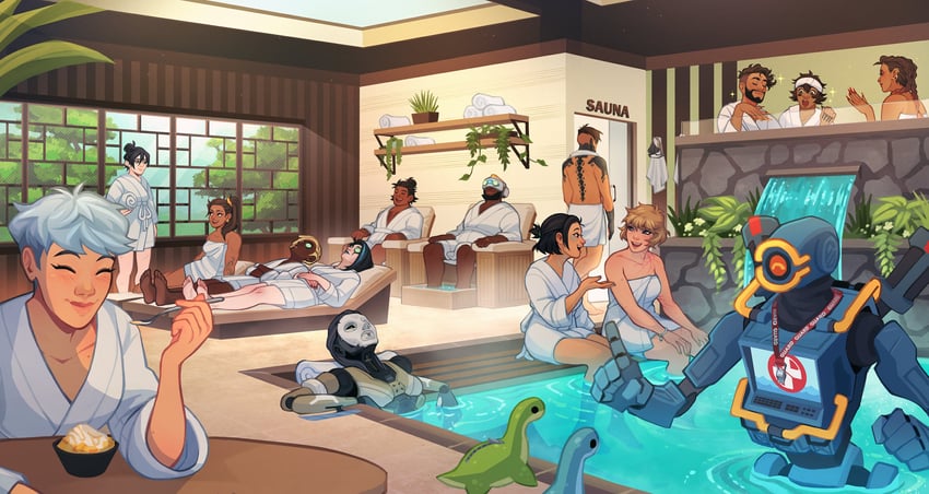 wattson, wraith, crypto, valkyrie, loba, and 11 more (apex legends) drawn by lila_(lilakeylk)