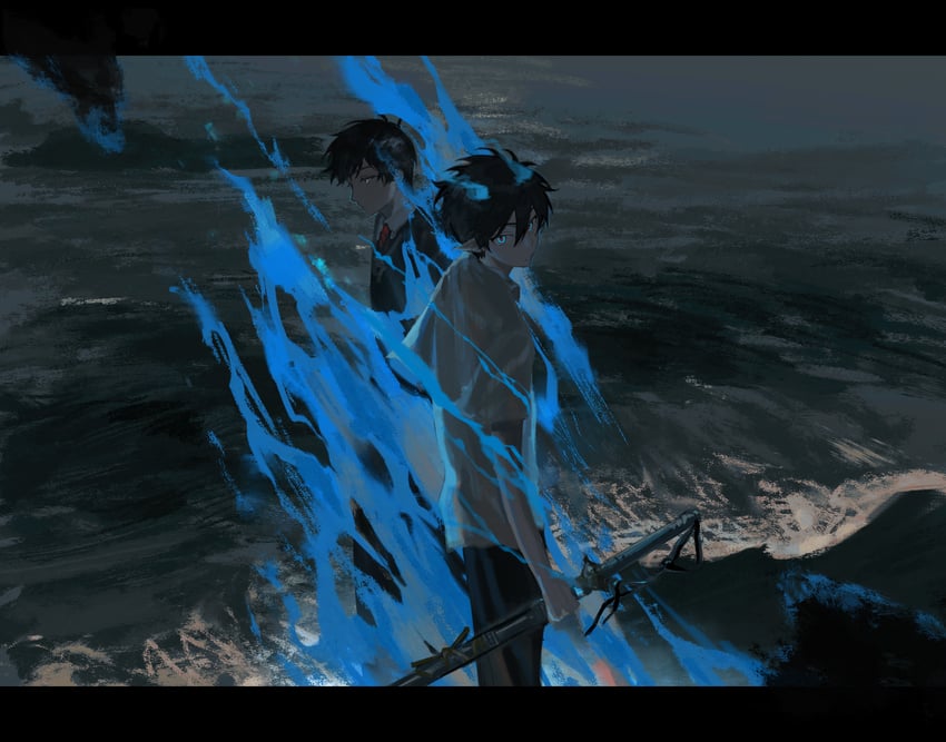 okumura rin and okumura yukio (ao no exorcist) drawn by rives