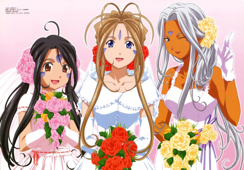 belldandy, urd, and skuld (megami magazine and 1 more) drawn by sugimoto_sachiko