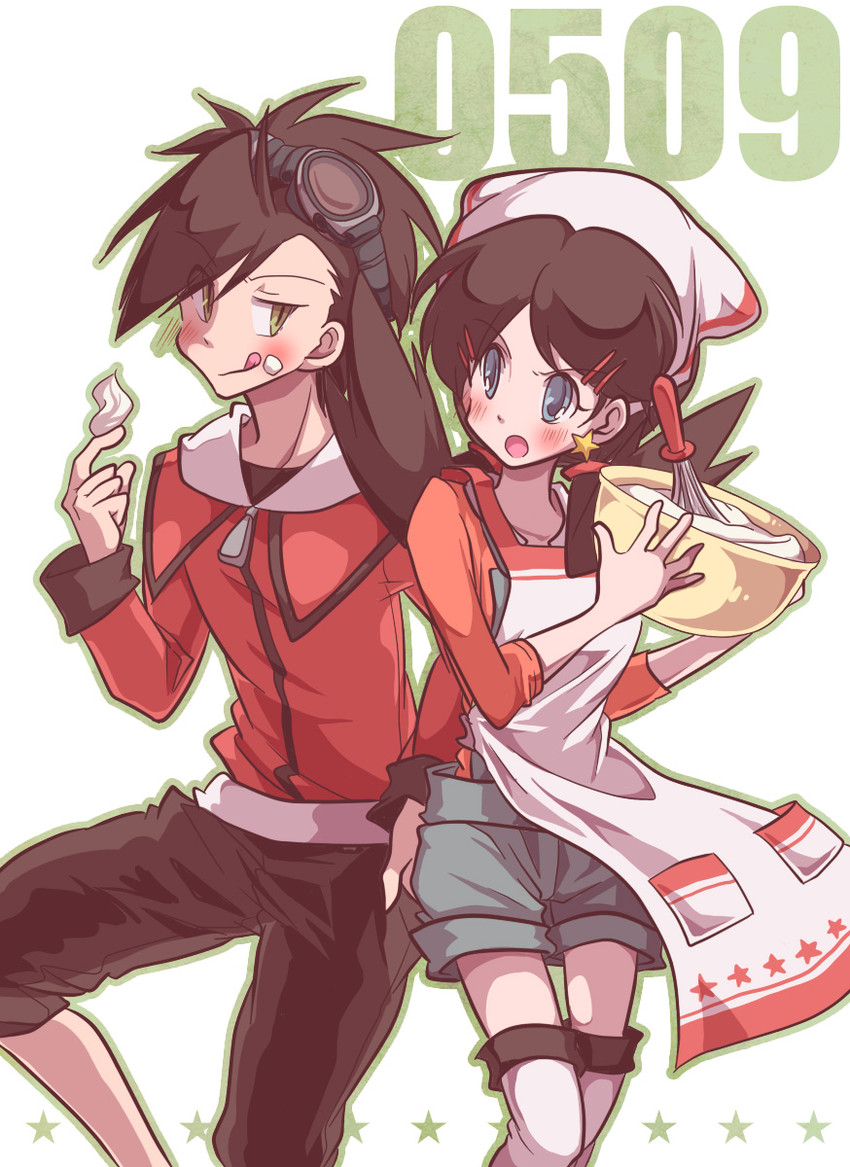 ethan and kris (pokemon and 1 more) drawn by atom_(@tom)