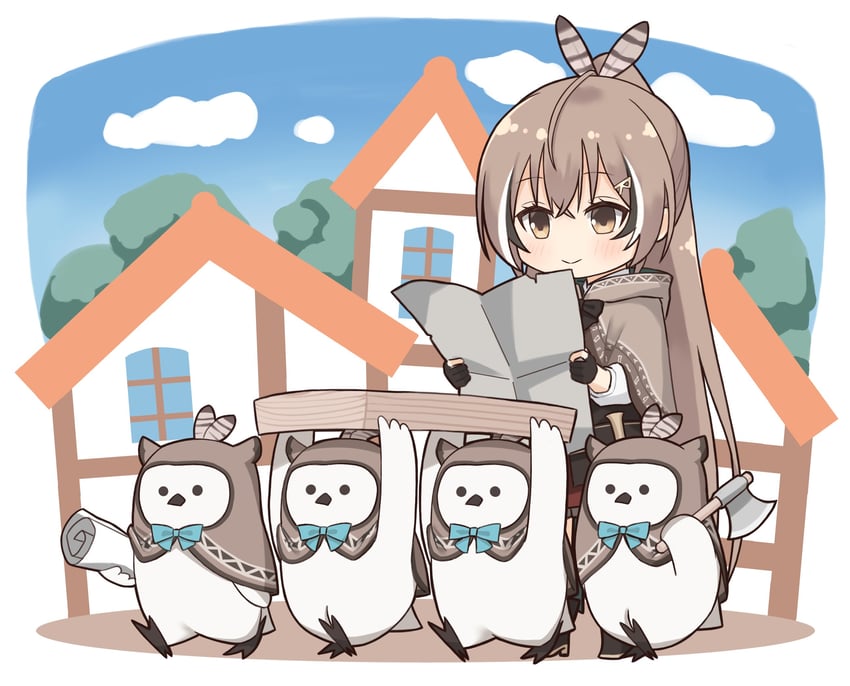 nanashi mumei and hooman (hololive and 2 more) drawn by soba_(sobaya1938)