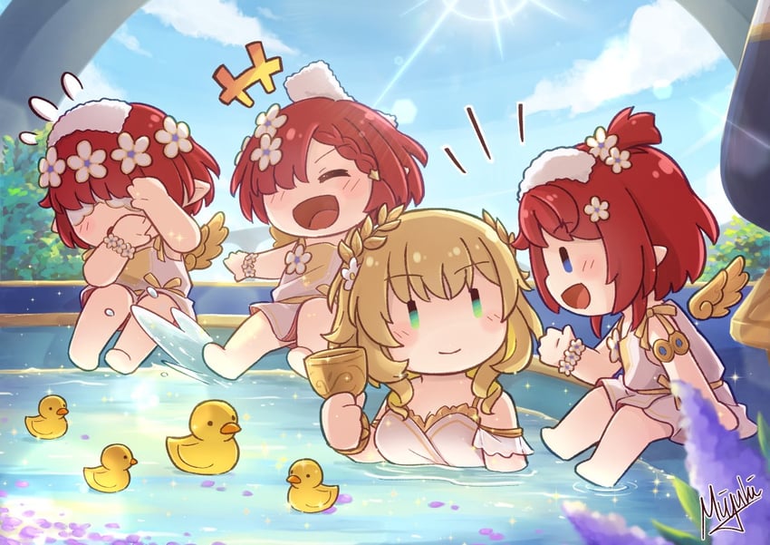 aglaea, tribbie, trianne, and trinnon (honkai and 1 more) drawn by miyuki_yoshiharu