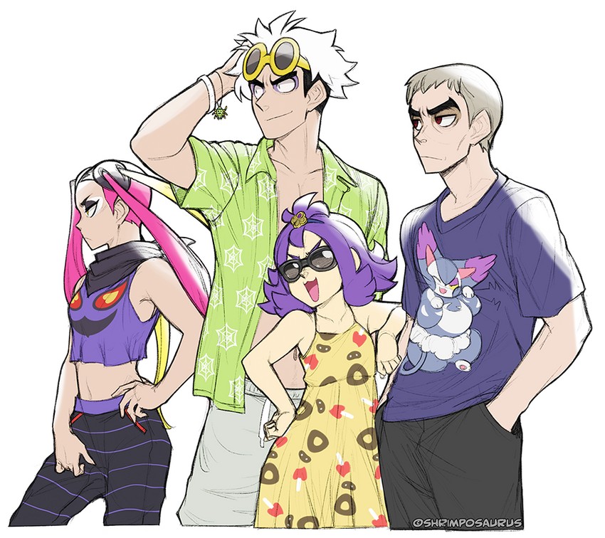 acerola, guzma, arbok, nanu, plumeria, and 3 more (pokemon and 1 more) drawn by shrimposaurus