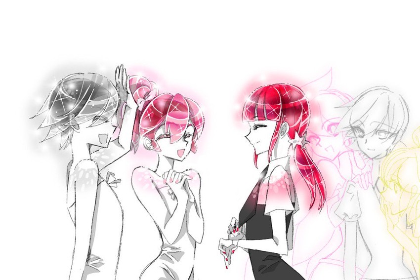 morganite, red beryl, goshenite, and heliodor (houseki no kuni) drawn by easty