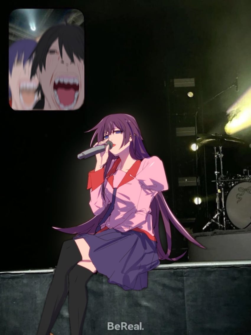senjougahara hitagi, araragi koyomi, and kanbaru suruga (monogatari and 1 more) drawn by tbrsnsk