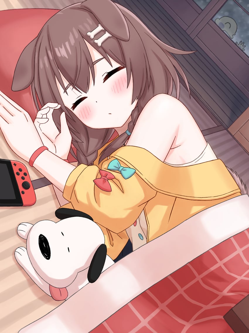 inugami korone, listener, and futo-inu (hololive) drawn by arasaka_chiharu