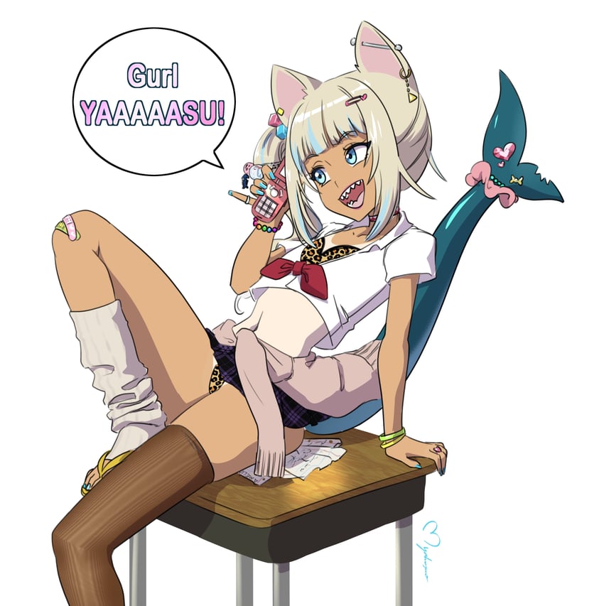 gawr gura (hololive and 1 more) drawn by maho_malice