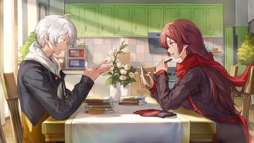 eden and kevin kaslana (honkai and 1 more) drawn by bibimbub