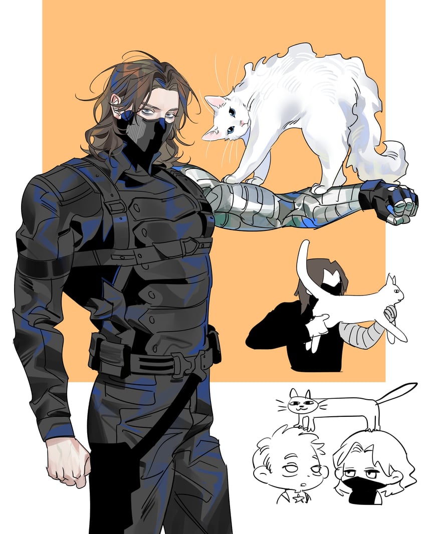 steve rogers, captain america, bucky barnes, and winter soldier (marvel and 3 more) drawn by karmaho