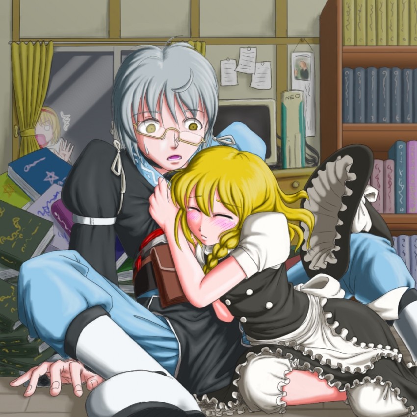 kirisame marisa, alice margatroid, and morichika rinnosuke (touhou) drawn by yoshio_(yoshiwo0221)