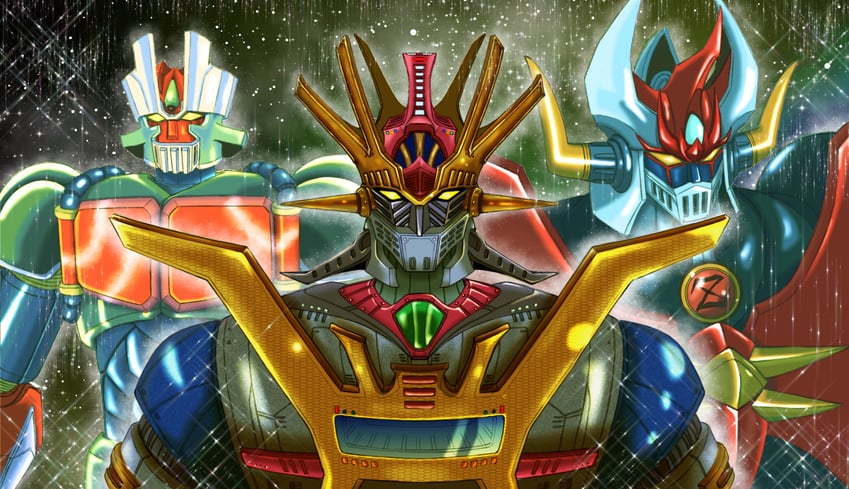 mazinger z, mazinkaiser, great mazinger, and god mazinger (mazinger and 5 more) drawn by y-ohkubo
