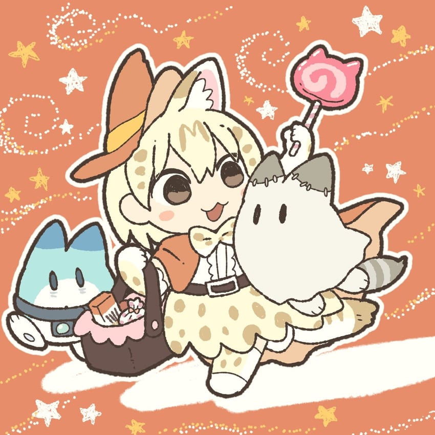 lucky beast and white serval (kemono friends and 1 more) drawn by kuro_shiro_(kuro96siro46)