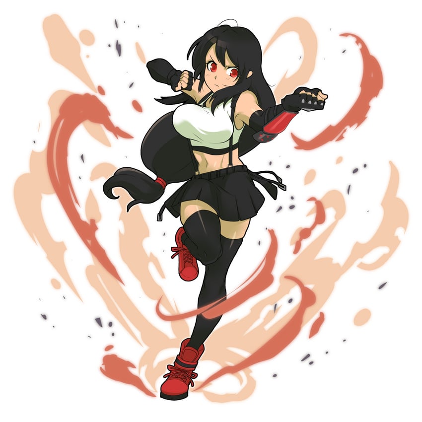 tifa lockhart (final fantasy and 2 more) drawn by mogu_(kuromezennkainopokke)