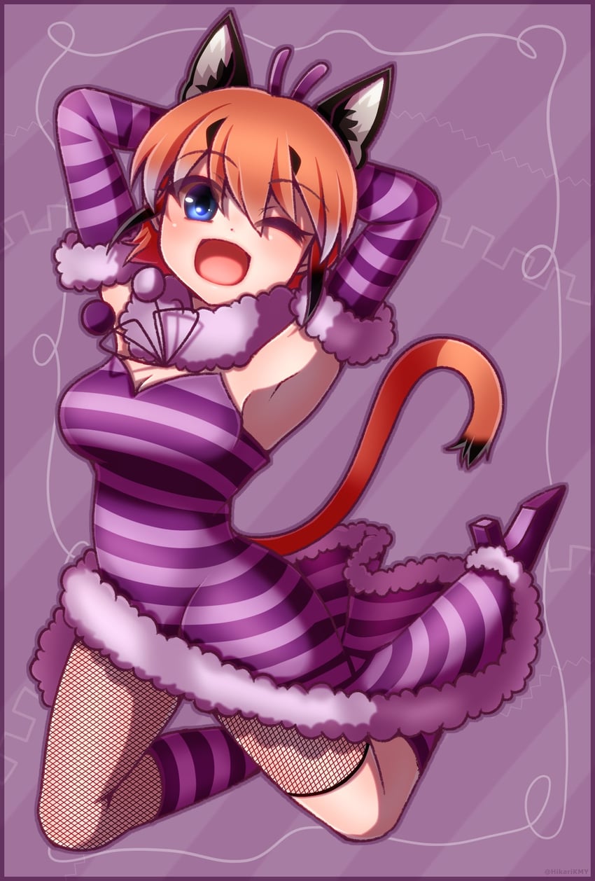 caracal and cheshire cat (kemono friends and 2 more) drawn by hikarikmy