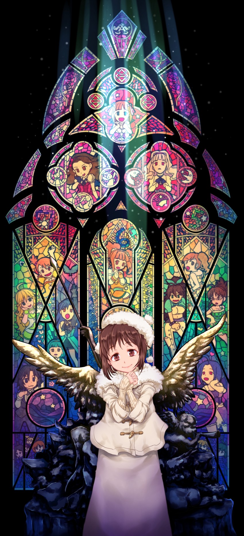 hoshii miki, kisaragi chihaya, amami haruka, kikuchi makoto, shijou takane, and 11 more (idolmaster and 1 more) drawn by efyuru