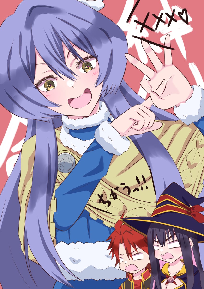 yihdra arvoln, asagaki togo, and teltina liz wagrel alvarost (sentai red ga isekai de boukensha ni naru) drawn by kishiroki