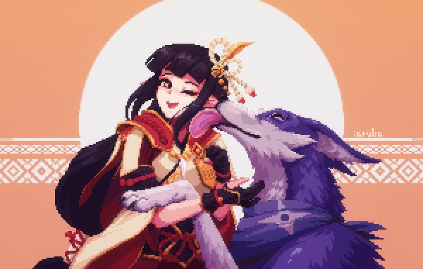 hinoa and canyne (monster hunter and 1 more) drawn by ioruko