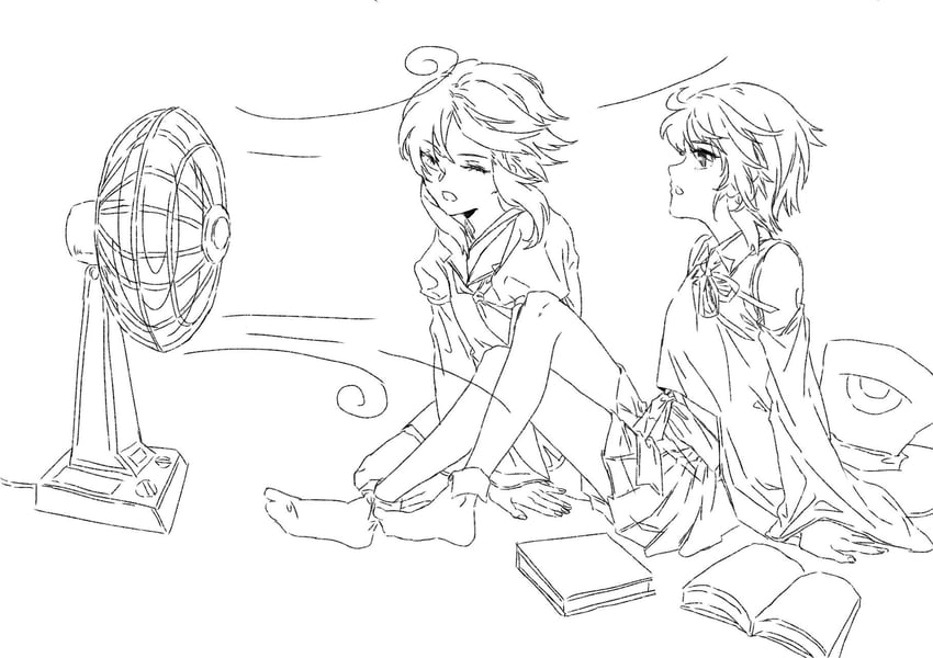 enraku tsubakura and houlen yabusame (len'en) drawn by jishixingle1029