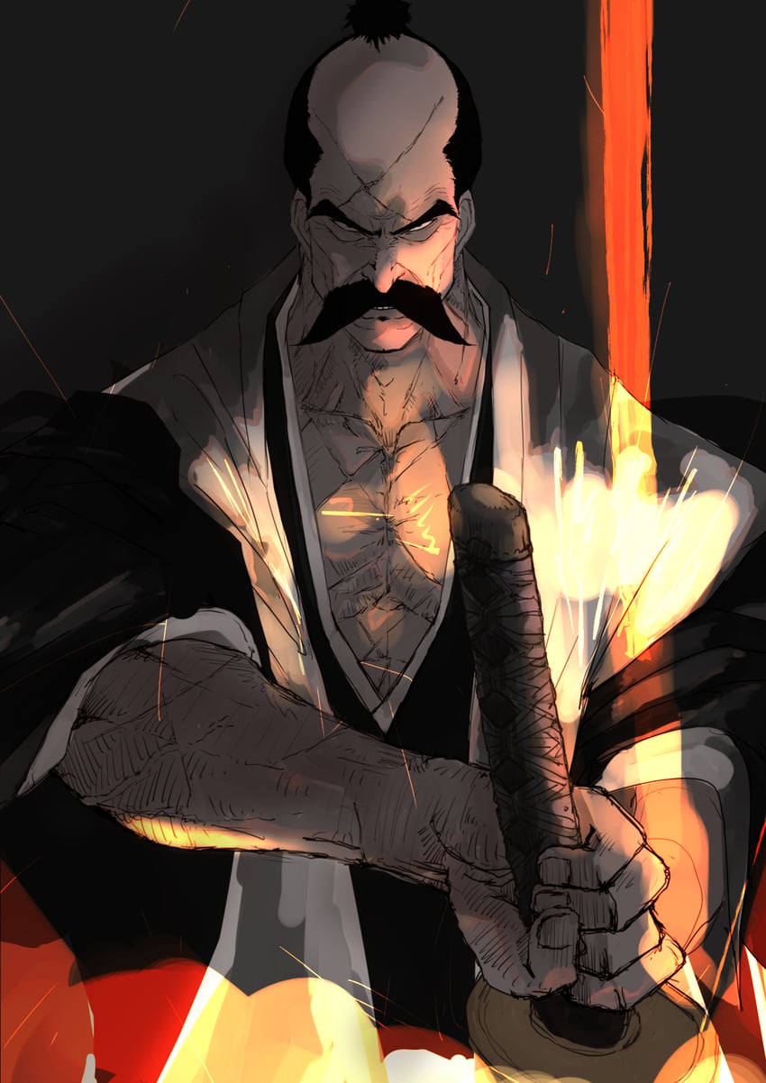 yamamoto-genryuusai shigekuni (bleach and 1 more) drawn by neko_no_kedama