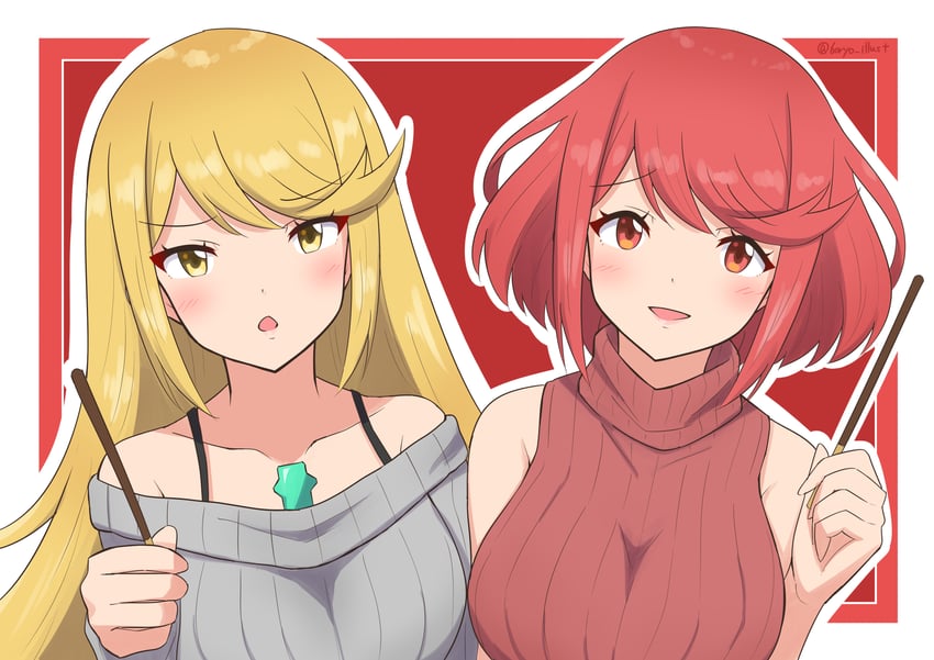 pyra and mythra (xenoblade chronicles and 1 more) drawn by ryochan96154