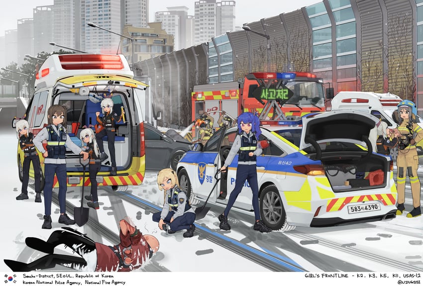 k2, k11, k5, usas-12, and k3 (girls' frontline) drawn by uingssi