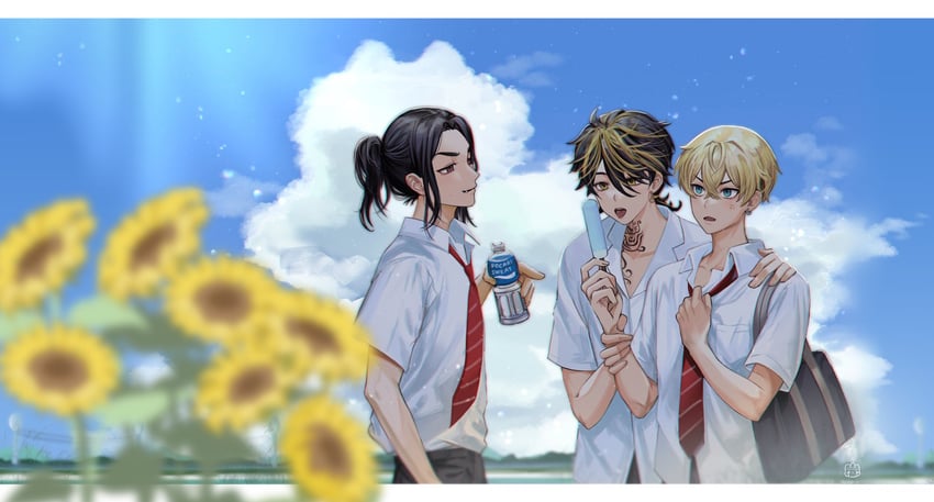 matsuno chifuyu, baji keisuke, and hanemiya kazutora (tokyo revengers) drawn by mito_(jinzero)