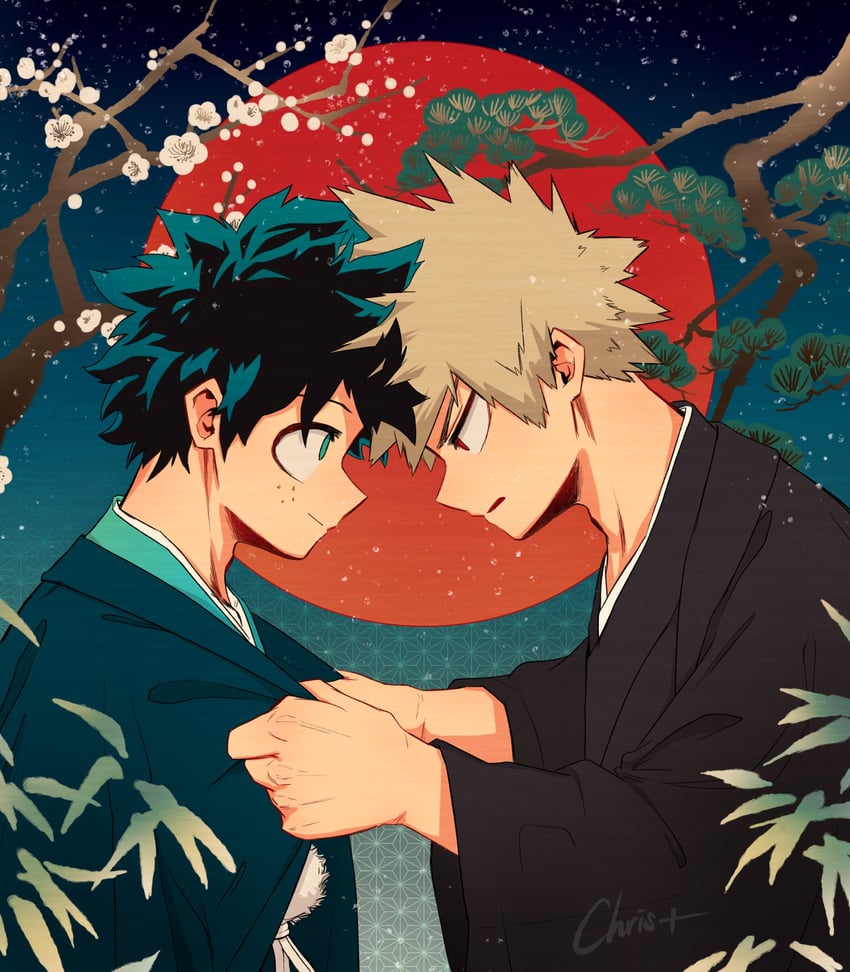 midoriya izuku and bakugou katsuki (boku no hero academia) drawn by chrispplus