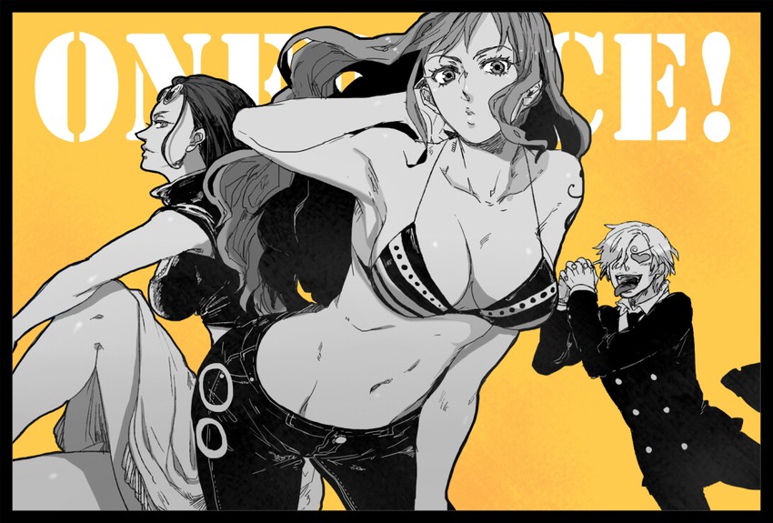 nami, nico robin, and sanji (one piece) drawn by nanigashi_(xla009)