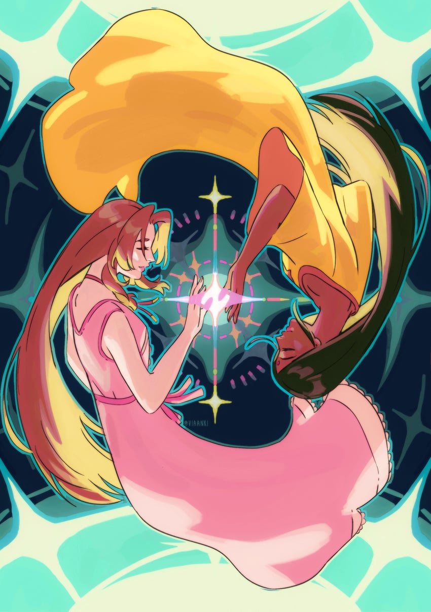aerith gainsborough and lalah sune (final fantasy and 4 more) drawn by emi-bianchi