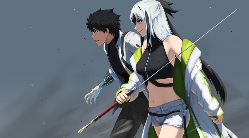 fujimaru ritsuka, nagao kagetora, and uesugi kenshin (fate and 1 more) drawn by paperpillar