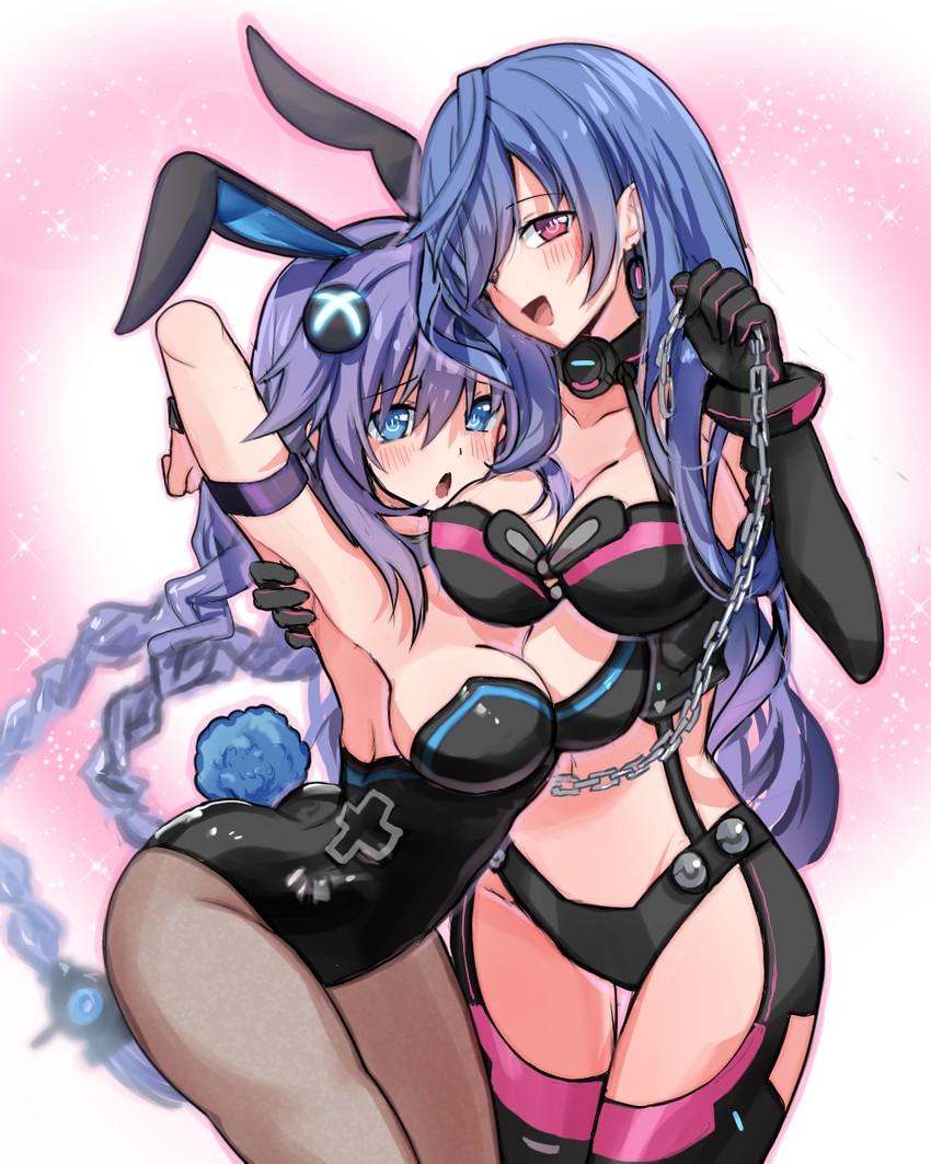 purple heart and iris heart (neptune and 1 more) drawn by aisu_(icicleshot)