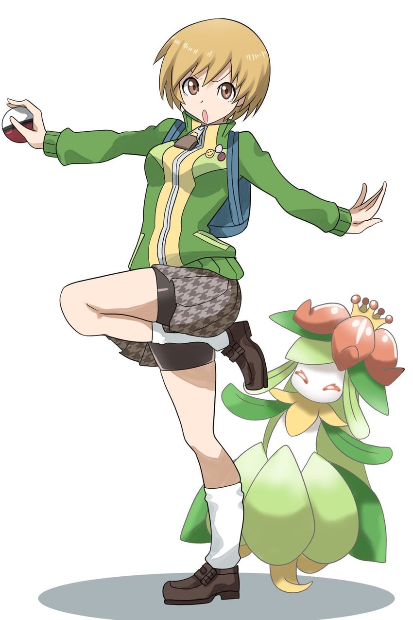 satonaka chie and lilligant (pokemon and 2 more) drawn by kurosususu