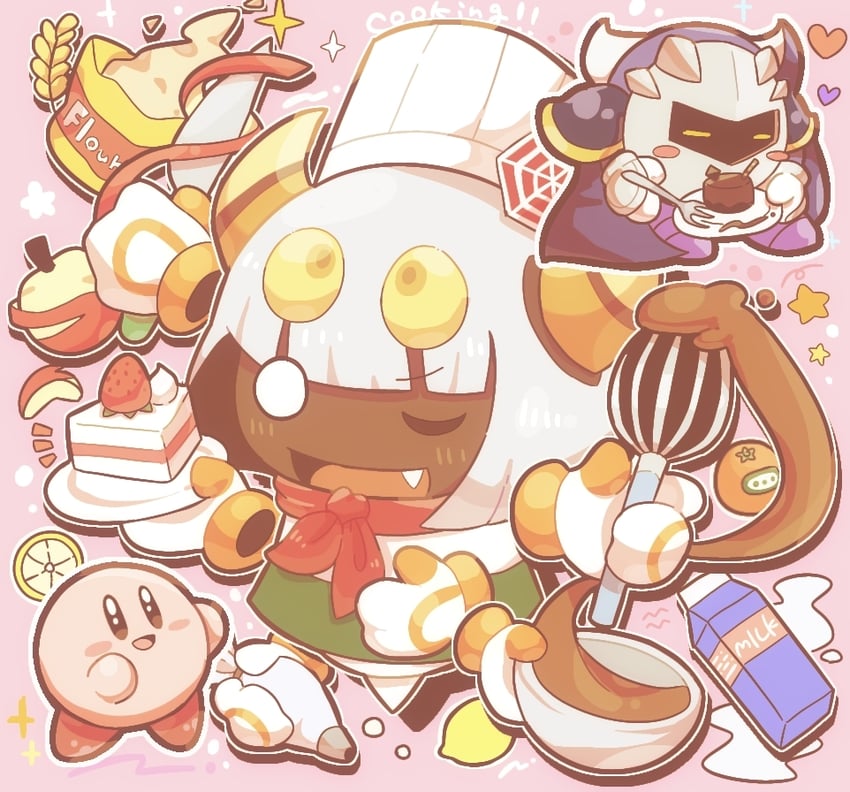 kirby, meta knight, and taranza (kirby) drawn by bana_(bana_bilibili)