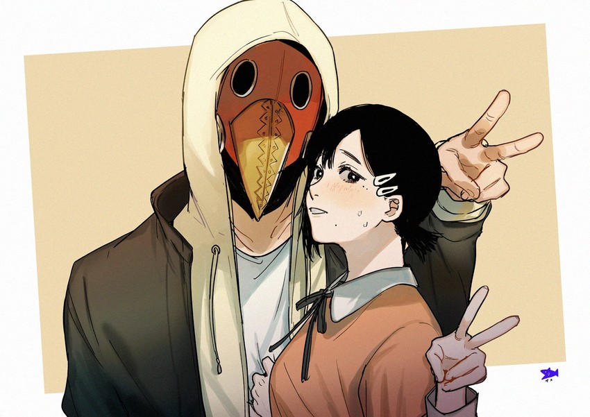 higashiyama kobeni and violence fiend (chainsaw man) drawn by ohisama33ohayo3
