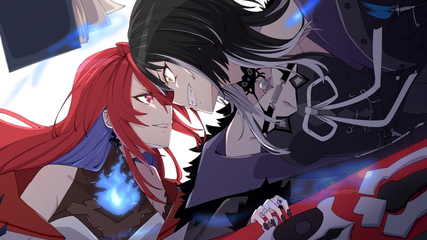 shiori novella and elizabeth rose bloodflame (hololive and 1 more) drawn by aoi_kanan