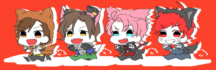 tendo teru, kabuto daigo, tachibana shiro, and kamiya yukihiro (idolmaster and 1 more) drawn by oinari_(umbs)