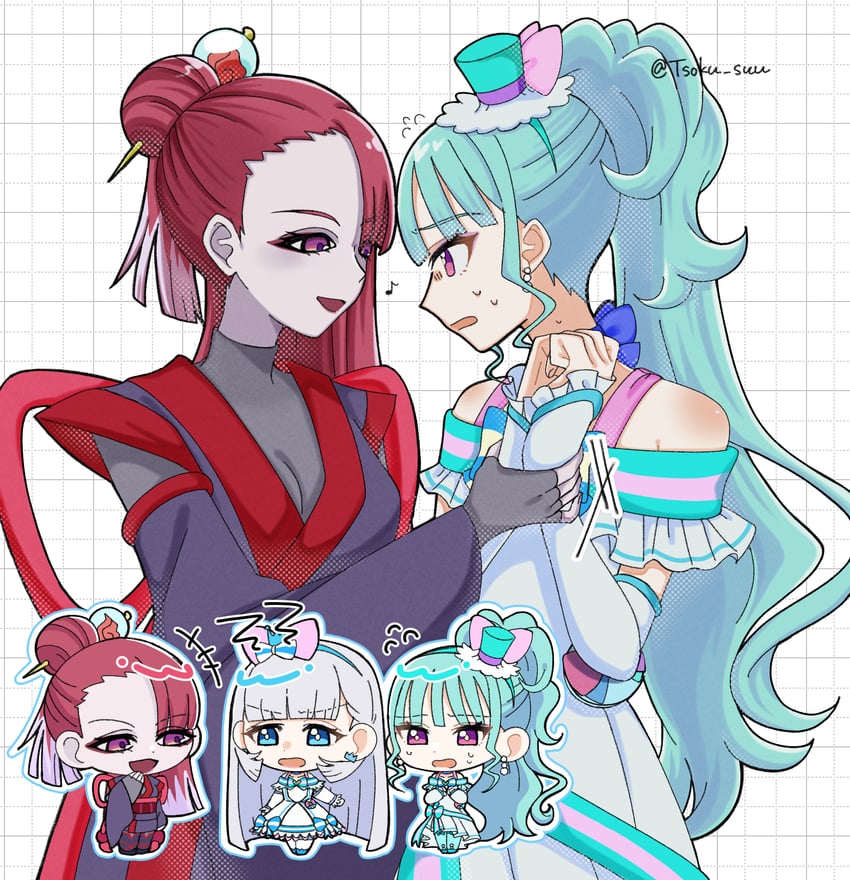 nekoyashiki yuki, nekoyashiki mayu, cure nyammy, cure lillian, and zakuro (precure and 1 more) drawn by tsoku_suu