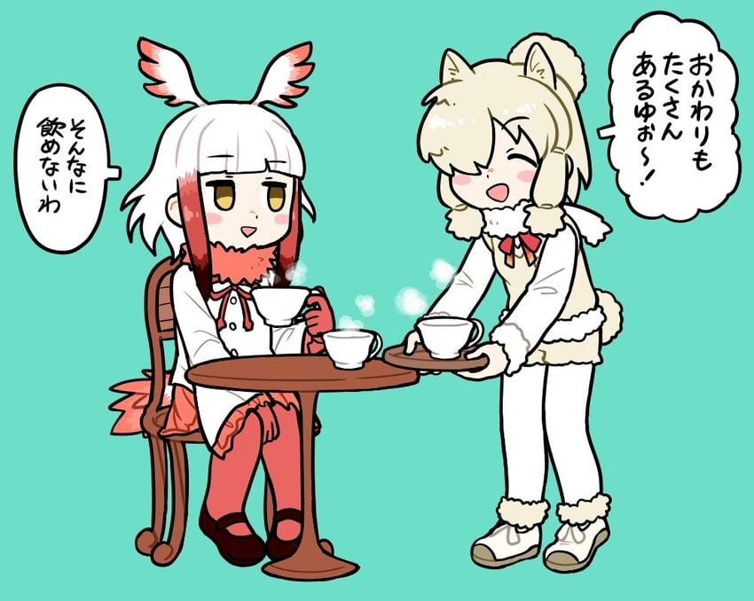 japanese crested ibis and alpaca suri (kemono friends) drawn by bseibutsu