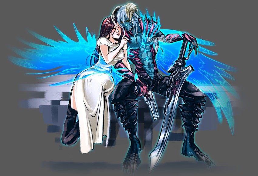 nero and kyrie (devil may cry and 1 more) drawn by darklitria