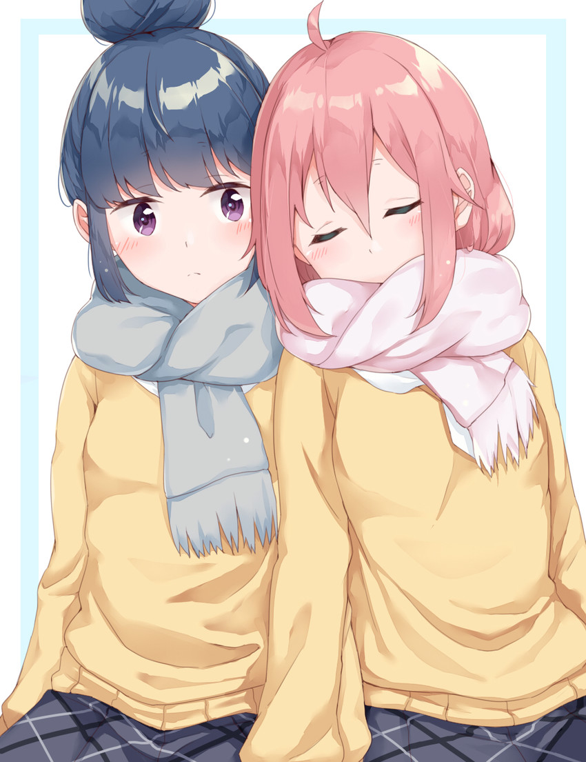 shima rin and kagamihara nadeshiko (yurucamp) drawn by reina_(leinqchqn)
