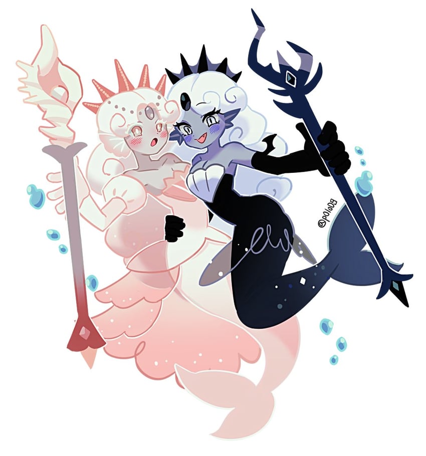 black pearl cookie and white pearl cookie (cookie run and 1 more) drawn by michelin_(p0lo09)