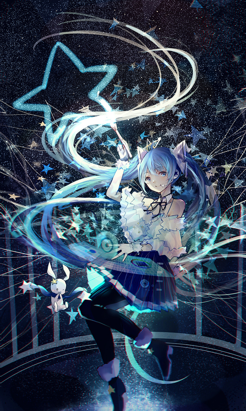 hatsune miku (vocaloid) drawn by bai_qi-qsr and darj