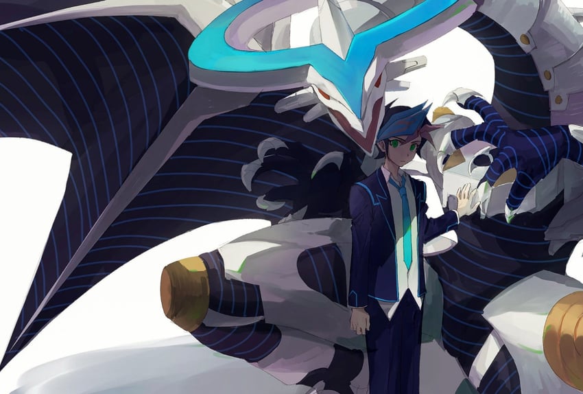 fujiki yusaku and firewall dragon (yu-gi-oh! and 1 more) drawn by novale110