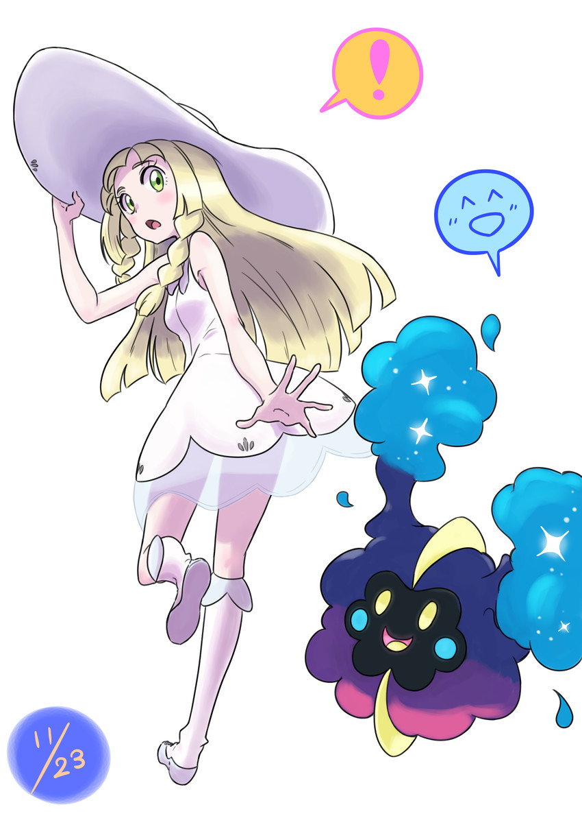 lillie and cosmog (pokemon and 1 more) drawn by masato_hito
