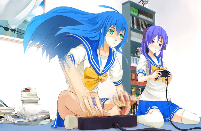 hatsune miku, hiiragi kagami, and izumi konata (vocaloid and 1 more) drawn by kona_(yubisakiko)