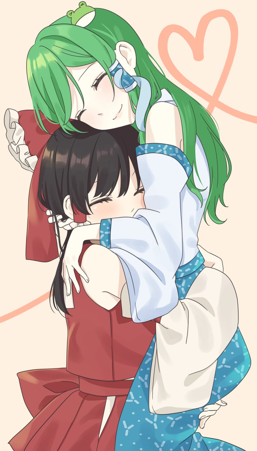 hakurei reimu and kochiya sanae (touhou) drawn by tsuno_no_hito