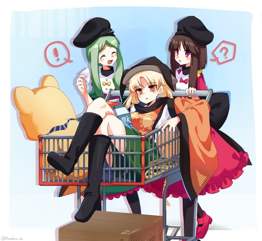 matara okina, nishida satono, and teireida mai (touhou) drawn by amadare_rak