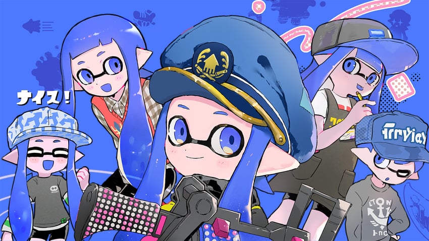 inkling player character, inkling girl, and inkling boy (splatoon) drawn by ogi_no_hi