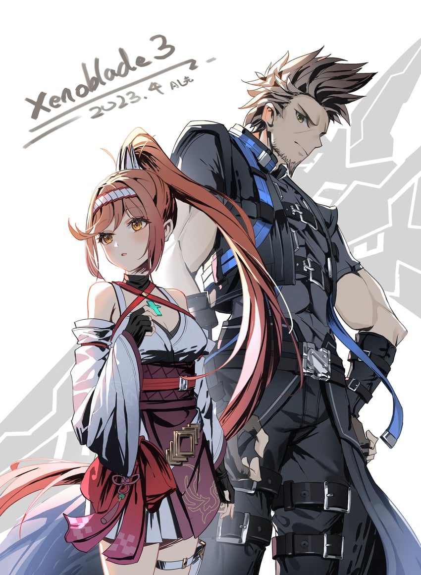 rex and glimmer (xenoblade chronicles and 2 more) drawn by al_guang