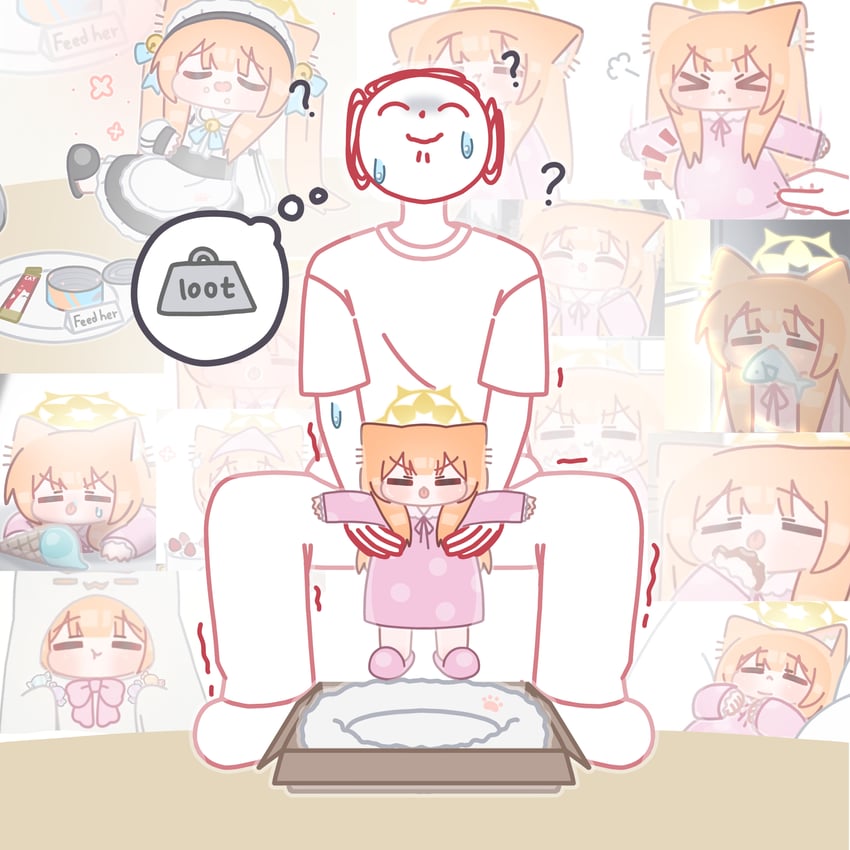 sensei, doodle sensei, and mari (blue archive) drawn by horuhara